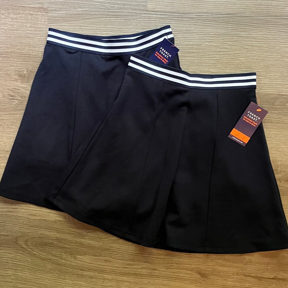 10/12 French Toast Pull-On Stretch Ponte Scooters with Striped Elastic Waistband